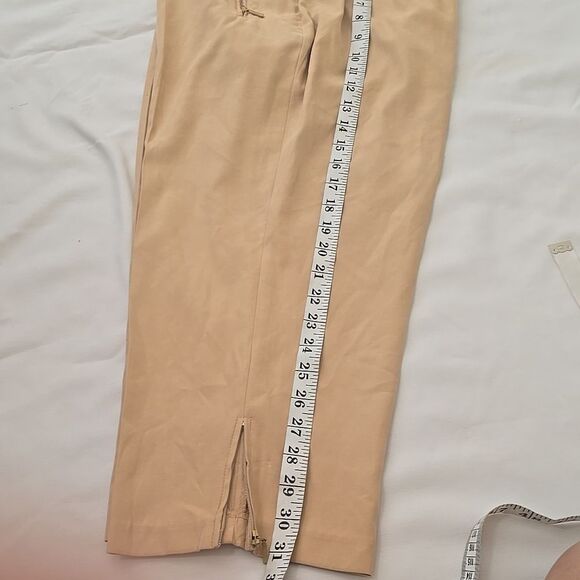 Jamie Sadock Pants Womens 12 Tan Khaki High Rise Nylon Ripstop Golf Crop Capri - Picture 8 of 8